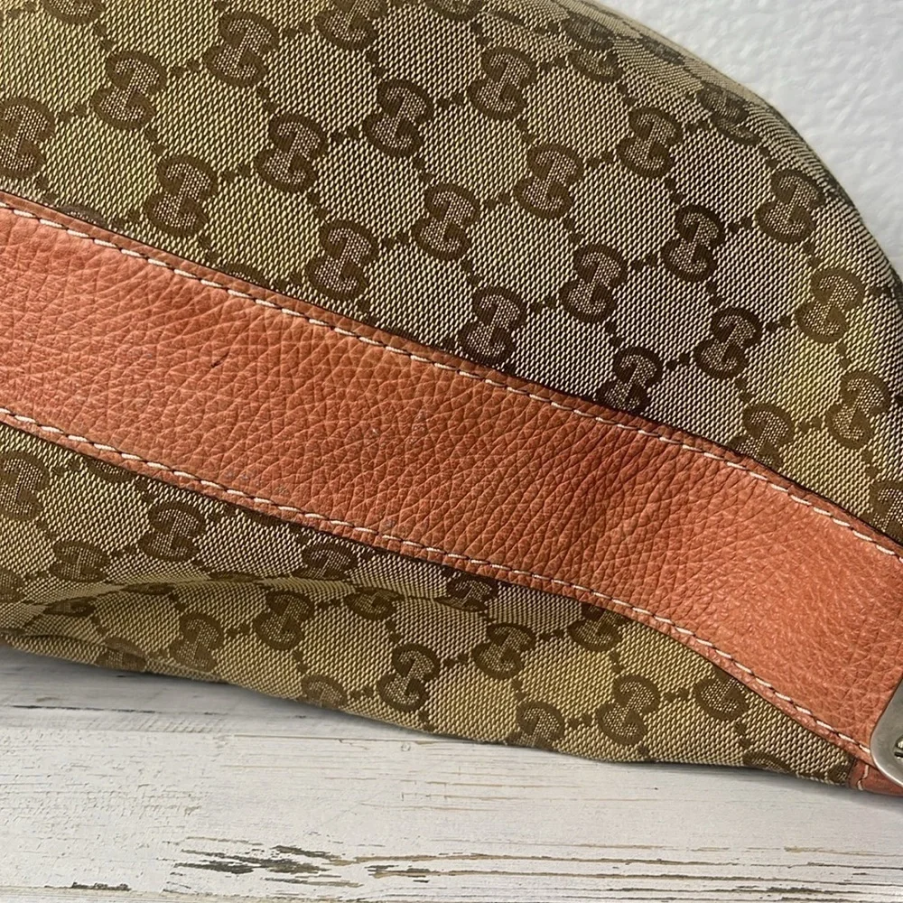 Gucci GG Canvas Bamboo Bar Hobo Bag Braided Strap Vintage